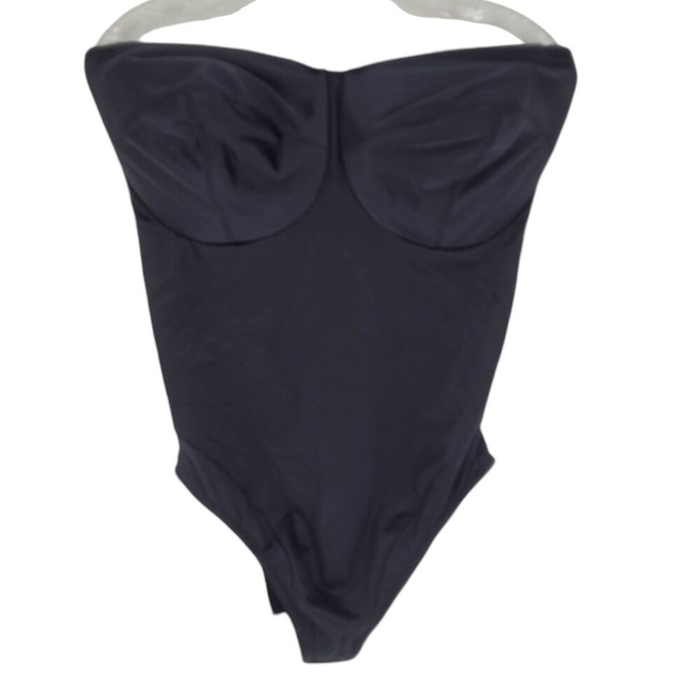 Cacique 44DD black body shaper bodysuit underwire padded missing straps